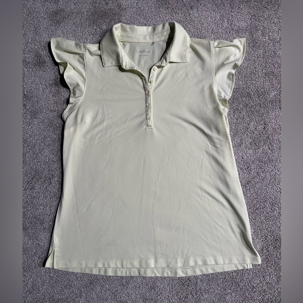 Walter Hagen Light Yellow Ruffle Sleeve Golf / Tennis Polo size Large
